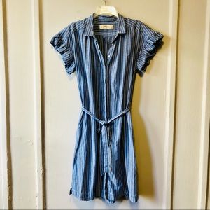 Chambray Ruffle Sleeve Dress